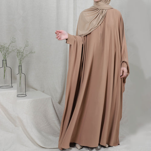 1425#Length : About 147cm / 58 Inch Solid Color Nida Jilbab_ Arab Plus Size Bat sleeves Prayer Dress Abaya