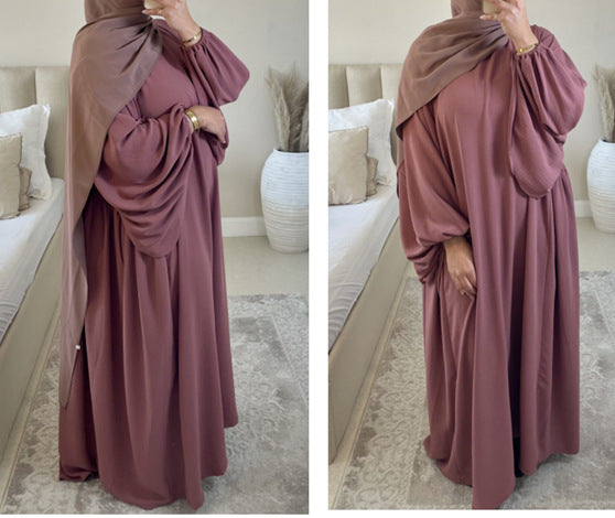 1500#Winkle Polyester Maxi Dress Traditional Muslim Women Long Abaya