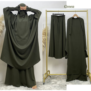 6608#Modest khimar hijab abaya premium quality 2 pcs sets frill elasticated cuff Jilbab_ prayer abayas