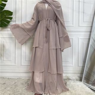 896# Best seller 3 layered chiffon open abaya cardigan