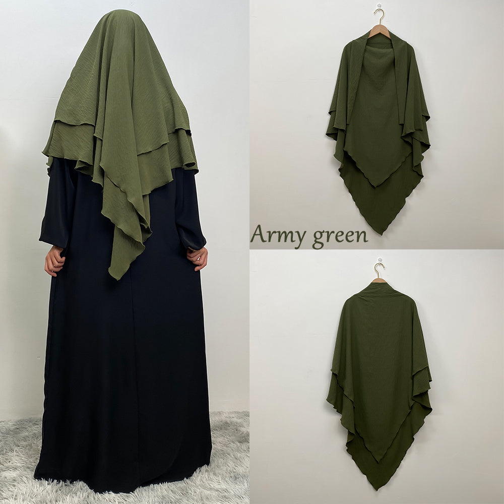 2307# New arrival wrinkle crepe two layer fashion prayer scarf head cover shawl