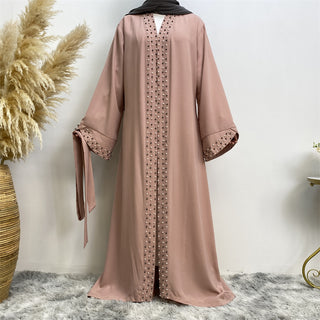 838#Hot sale pearl high quality crepe abayas islamic clothing