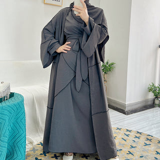 1509# 2023 Latest Islamic Clothing 3 Pieces Abaya Set for Muslim Women