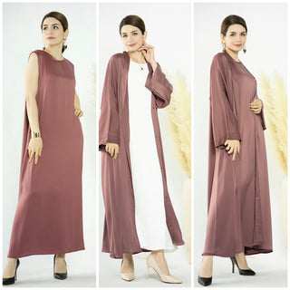 1582&1584#Slip Dress Inner Basic Sleeveless Maix Dress & Satin Abaya Islamic Clothing