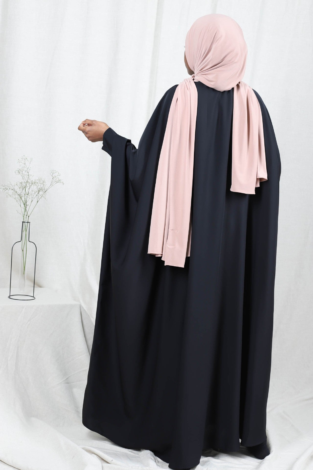 1425#Length : About 147cm / 58 Inch Solid Color Nida Jilbab_ Arab Plus Size Bat sleeves Prayer Dress Abaya