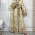 1511# Shiny Sequins Leaves Luxury Cardigan Muslim Islamic Elegant Women Abaya