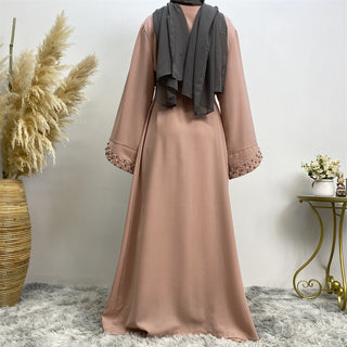 838#Hot sale pearl high quality crepe abayas islamic clothing