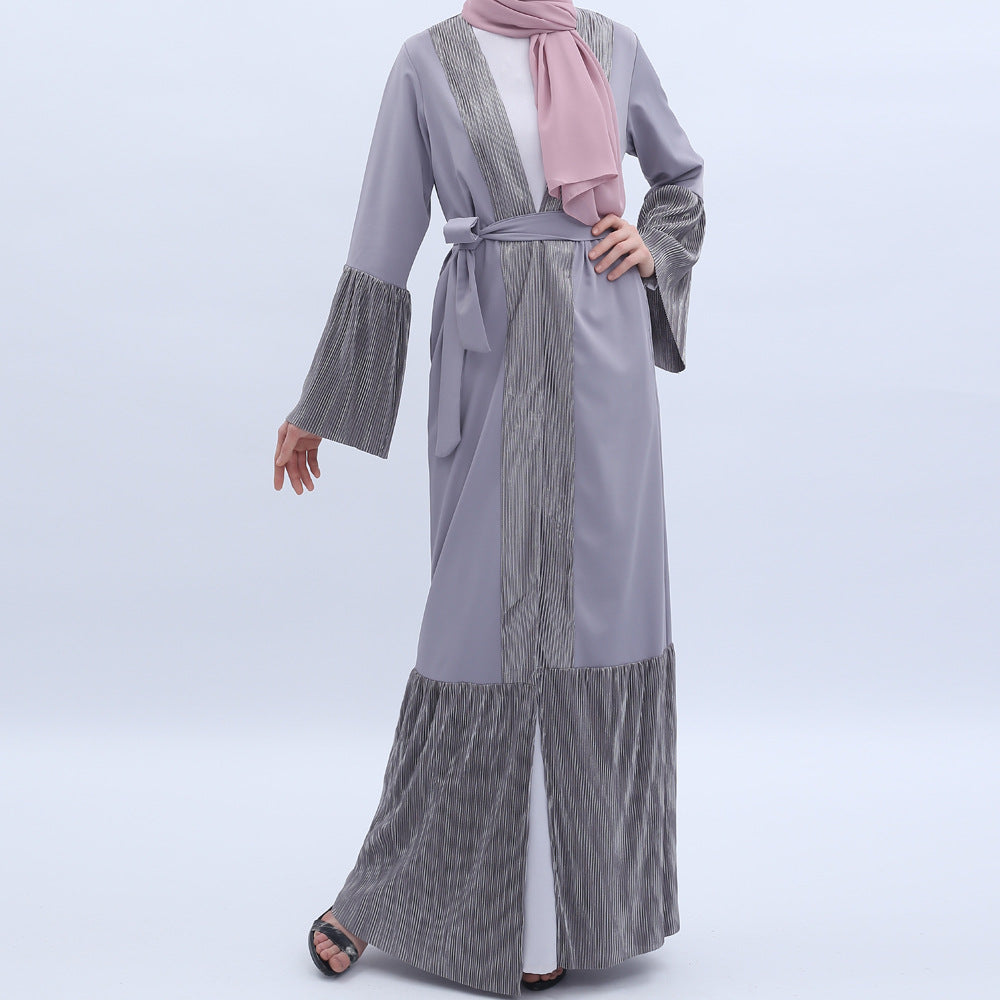 G9501#Long Sleeve Maxi Dress Muslim Ramadan dress cardigan
