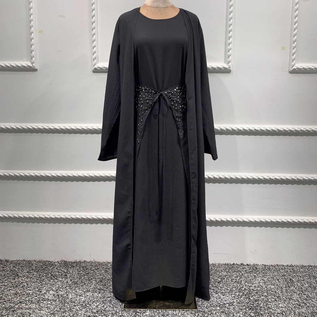 464#3piece islamic Dress Muslim slim abaya