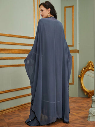 1653#New pearls cardigan kaftan bat sleeve abaya Dubai