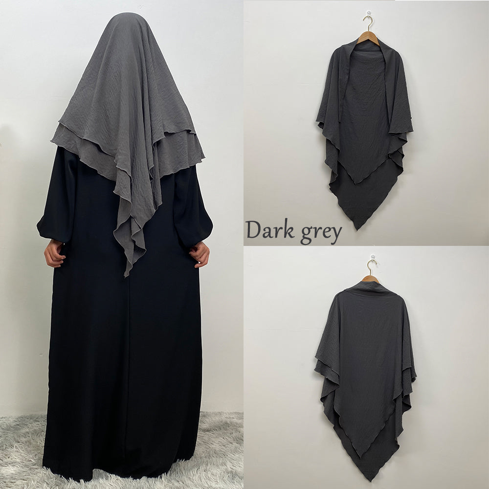 2307# New arrival wrinkle crepe two layer fashion prayer scarf head cover shawl