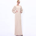 91236#Plus size women's autumn new pleated long muslim maxi dress