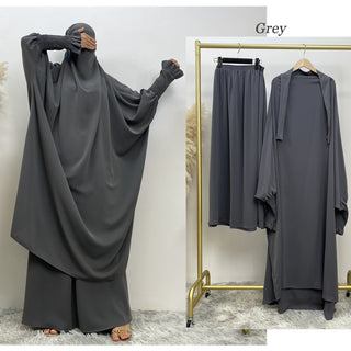 6608#Modest khimar hijab abaya premium quality 2 pcs sets frill elasticated cuff Jilbab_ prayer abayas