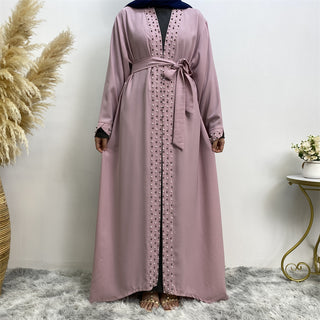 838#Hot sale pearl high quality crepe abayas islamic clothing