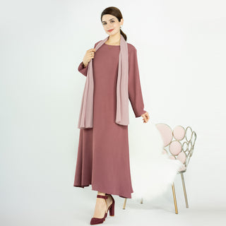 1593#On Sale Solid Color Long Sleeve Islamic Clothing Modest Closed Abaya Dress