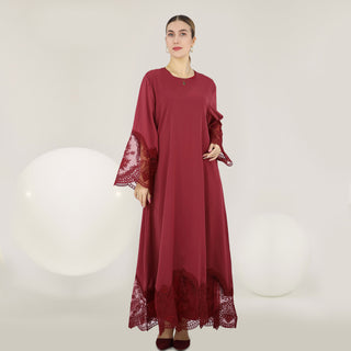 1575#Modest Abaya Dubai Abaya Muslim Dress With Lace Scarf Elegant Ladies Abaya