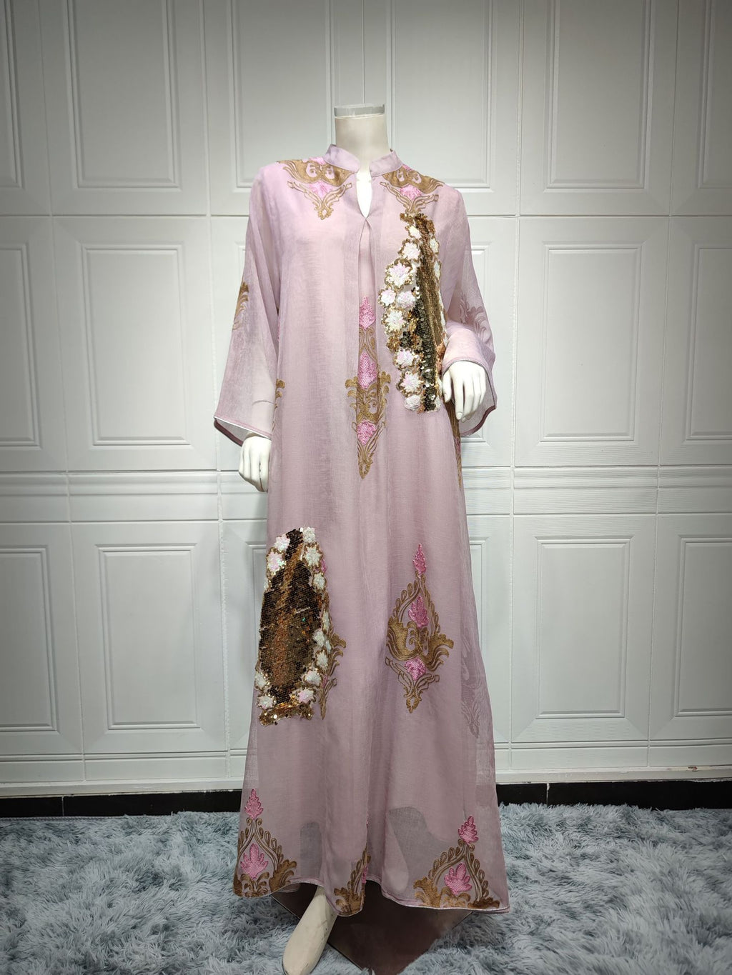 AB162#Middle East Women's Muslim Evening Dress Sequin Embroidered Dress