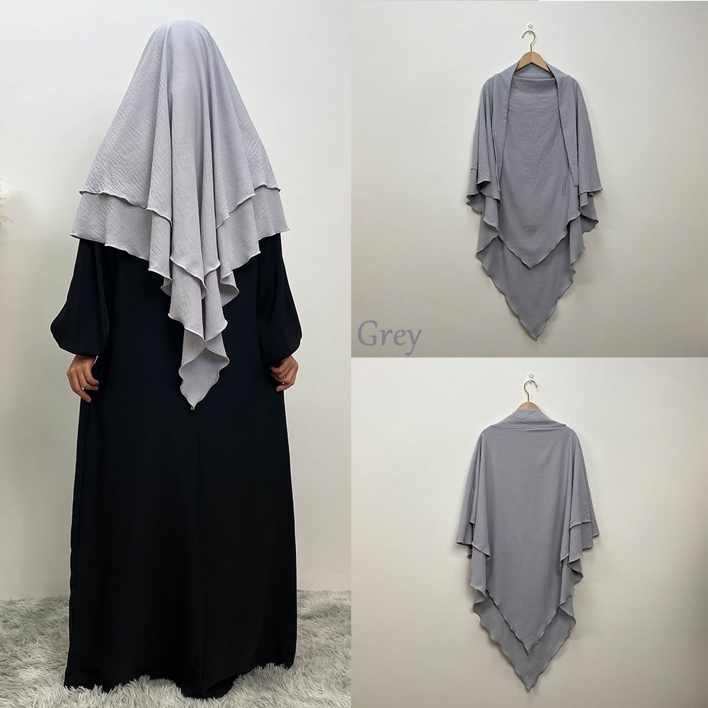 2307# New arrival wrinkle crepe two layer fashion prayer scarf head cover shawl