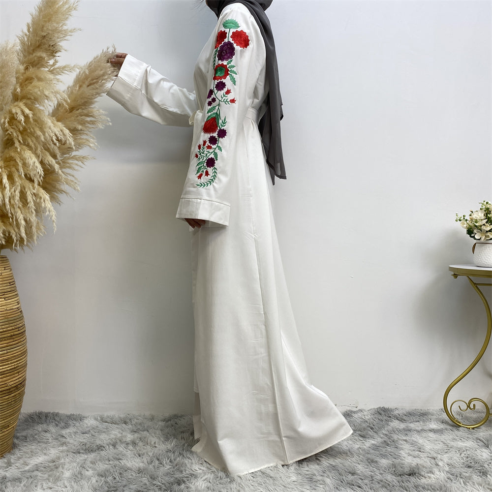 713#High quality polyester embroidered abayas