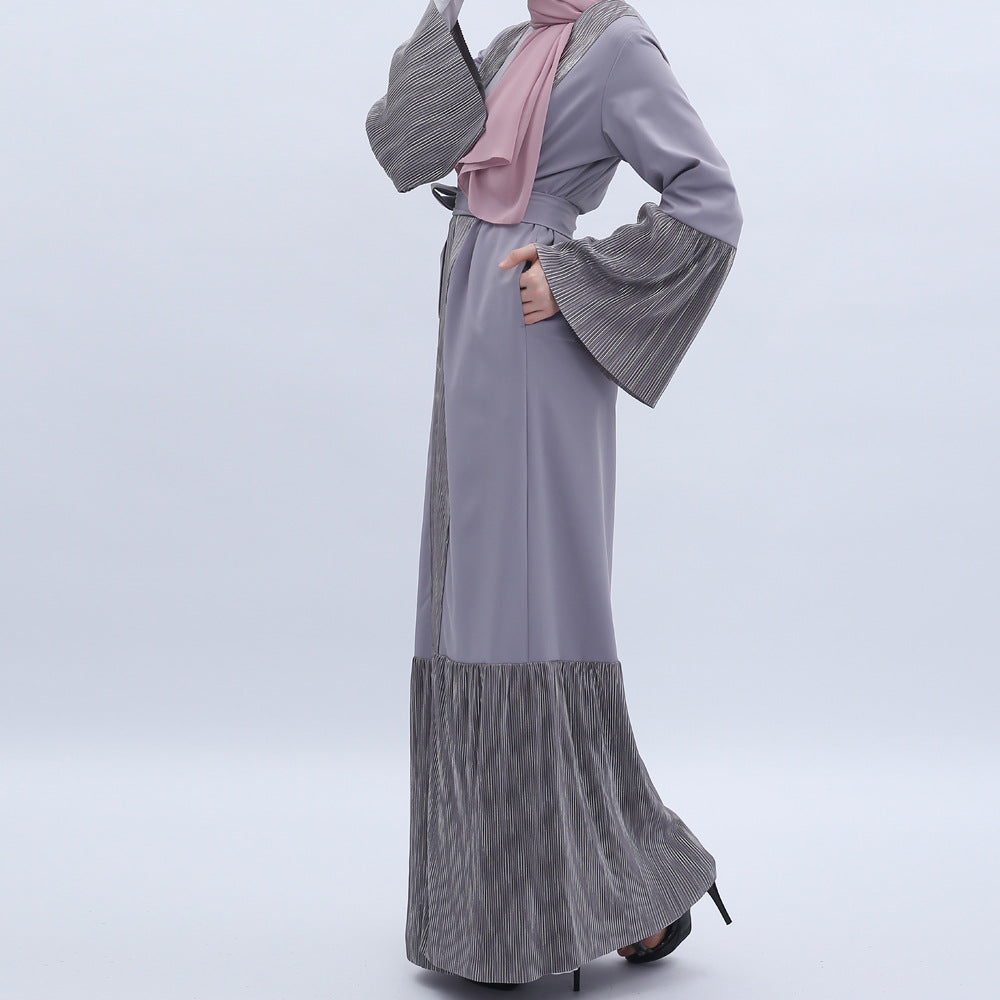 G9501#Long Sleeve Maxi Dress Muslim Ramadan dress cardigan