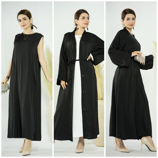 1582&1584#Slip Dress Inner Basic Sleeveless Maix Dress & Satin Abaya Islamic Clothing