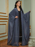 1653#New pearls cardigan kaftan bat sleeve abaya Dubai
