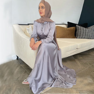 1472#Satin Fashionable Women Muslim Prom Dresses for Dubai