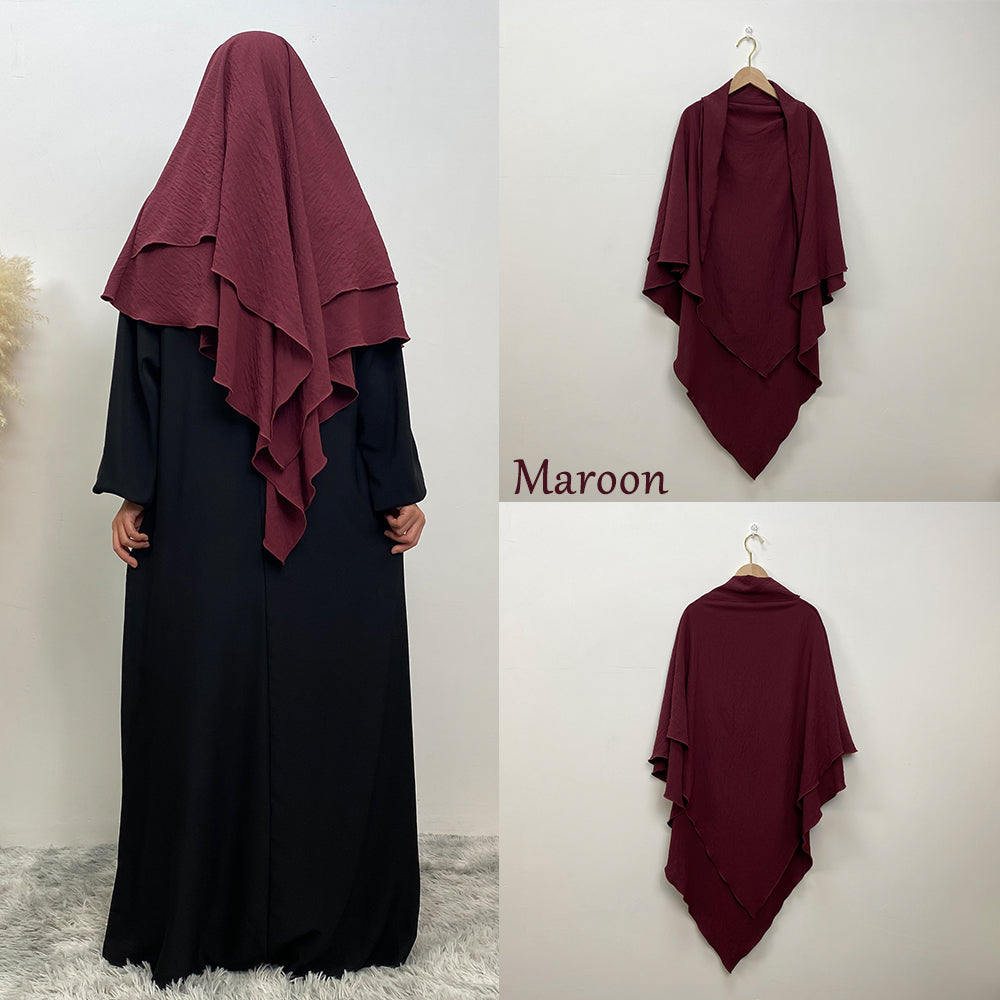 2307# New arrival wrinkle crepe two layer fashion prayer scarf head cover shawl
