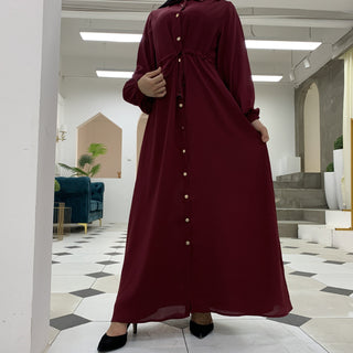 6289#Nida Solid Color Simple Daily Wear Islamic Muslim Dress For Women