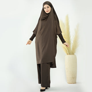 1572#Ladies Abaya Ramadan Islamic Clothing Two-Pieces Top and Pants Abaya Set