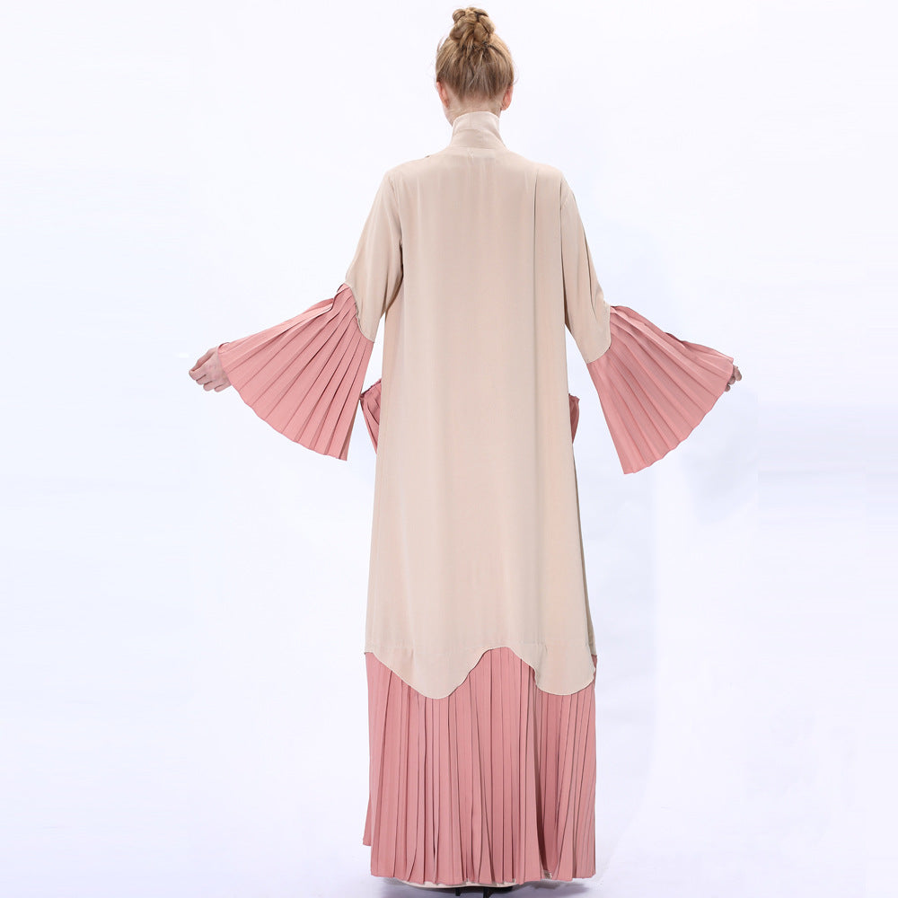 91225#Robe Cardigan pleated Sleeve Lady Long Sleeve Maxi Dress Abaya