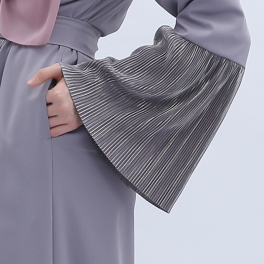 G9501#Long Sleeve Maxi Dress Muslim Ramadan dress cardigan