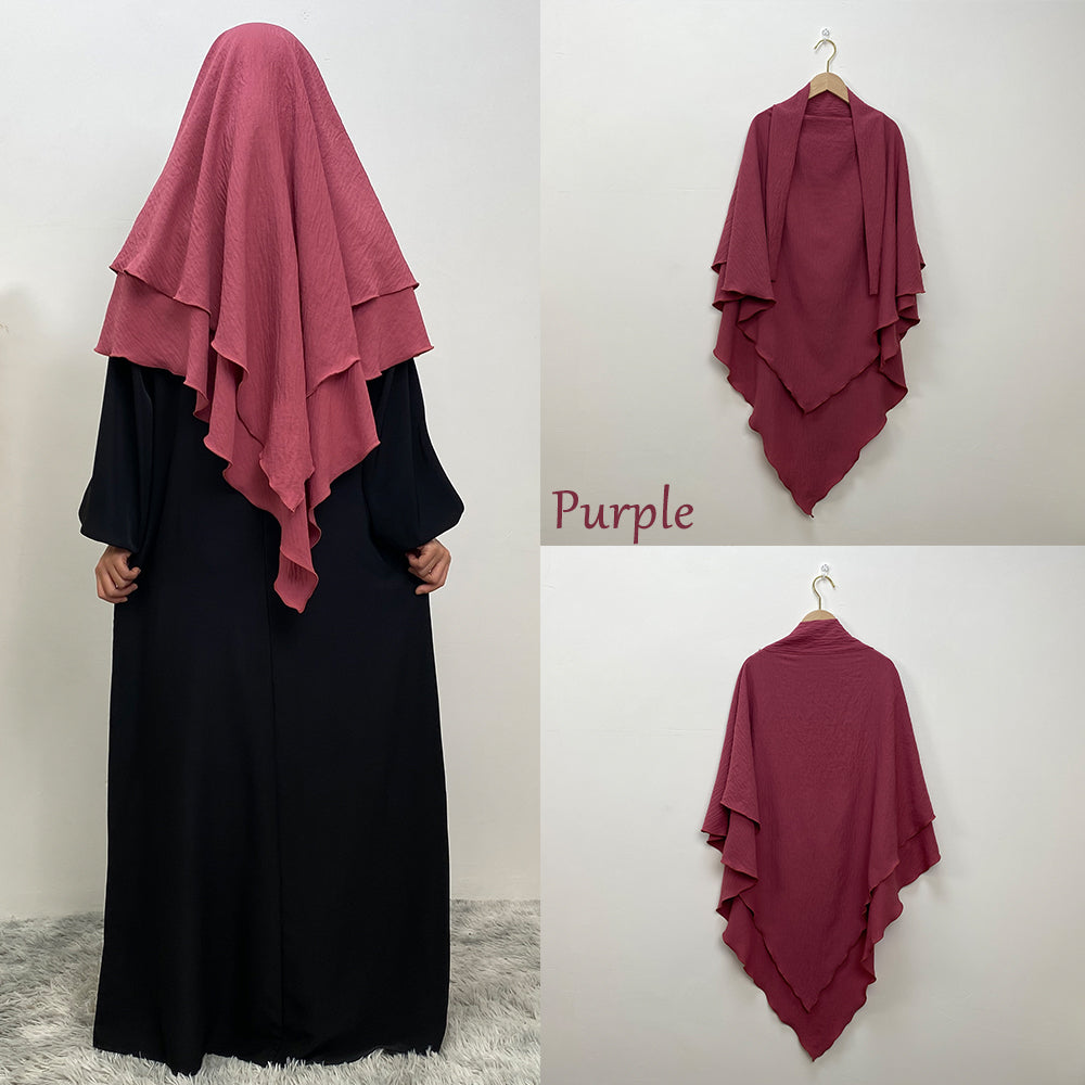 2307# New arrival wrinkle crepe two layer fashion prayer scarf head cover shawl
