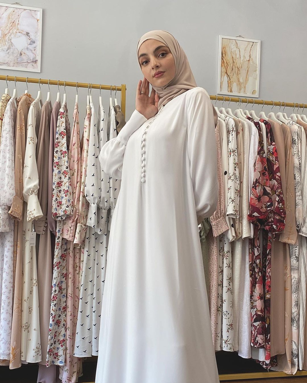 1458# Two Layers Heavy Chiffon Maxi Islamic Dress with Buttons