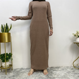 387# Basic abaya long sleeve stretchable knit cotton inner dress