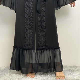 1963#2023 Abaya For Women Dubai Size Middle East Robe Popular Design Black Embroidery Eid Abayas