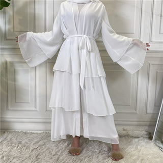 896# Best seller 3 layered chiffon open abaya cardigan