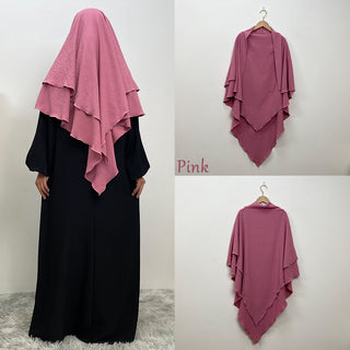 2307# New arrival wrinkle crepe two layer fashion prayer scarf head cover shawl