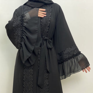 1963#2023 Abaya For Women Dubai Size Middle East Robe Popular Design Black Embroidery Eid Abayas