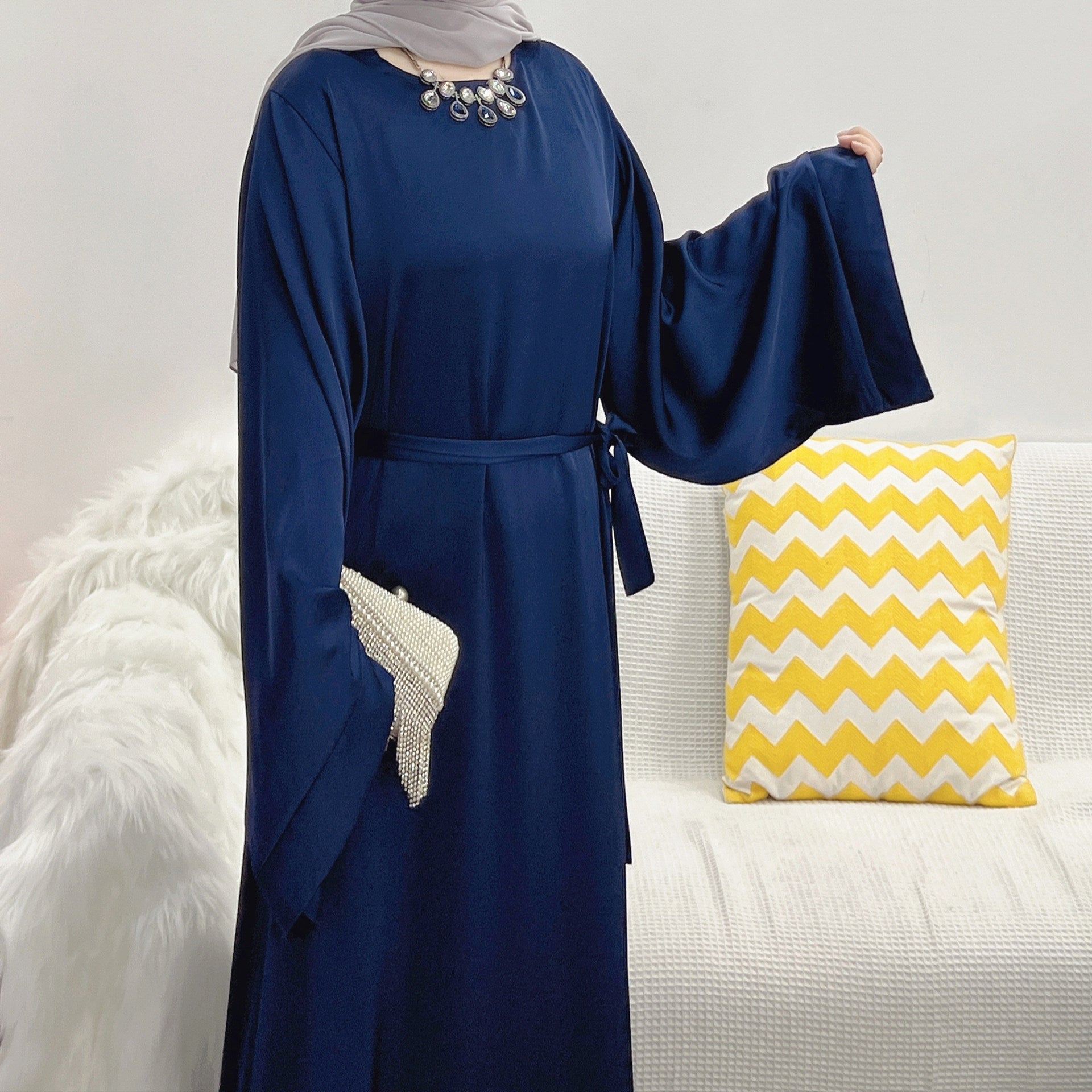 1503#Satin Islamic Dresses for women pakistan dubai clothing wholesale