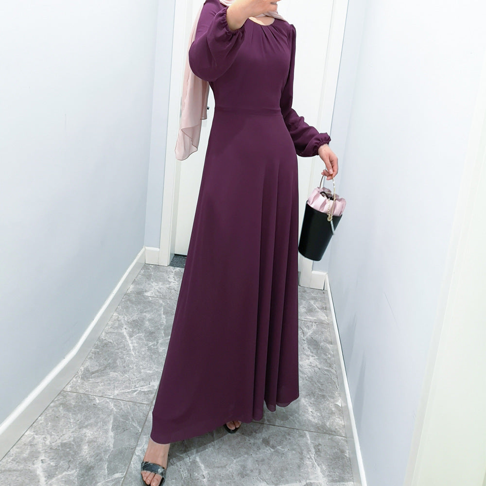 G9514#New Chiffon Abaya Dubai Muslim Women Dresses Islamic Clothing