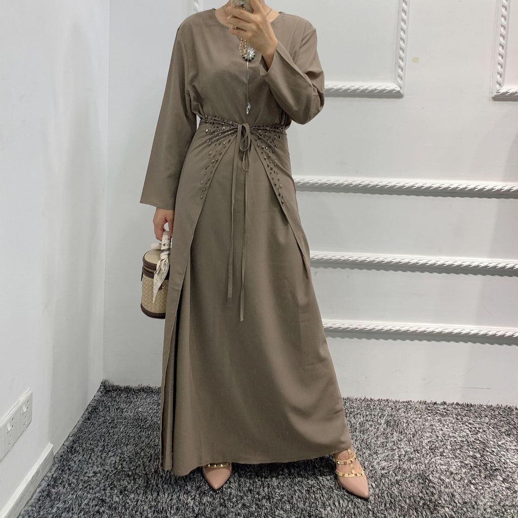 464#3piece islamic Dress Muslim slim abaya
