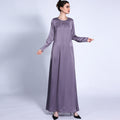 G1312#Solid color loose waist dress A line muslim women abaya