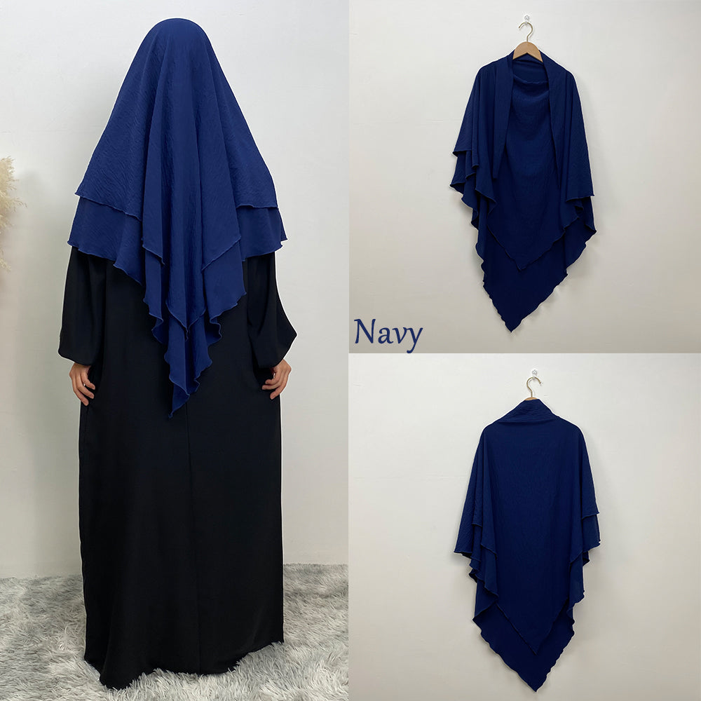 2307# New arrival wrinkle crepe two layer fashion prayer scarf head cover shawl