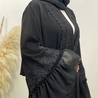 1963#2023 Abaya For Women Dubai Size Middle East Robe Popular Design Black Embroidery Eid Abayas