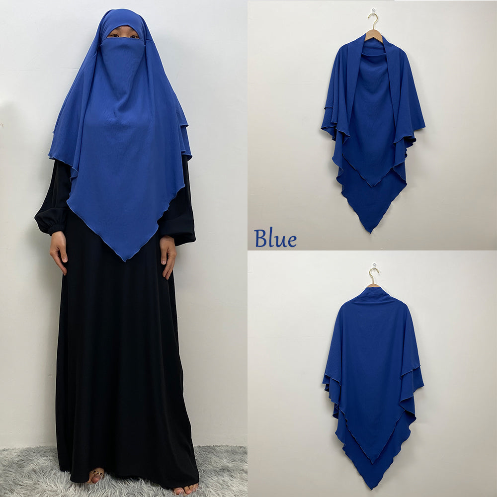 2307# New arrival wrinkle crepe two layer fashion prayer scarf head cover shawl