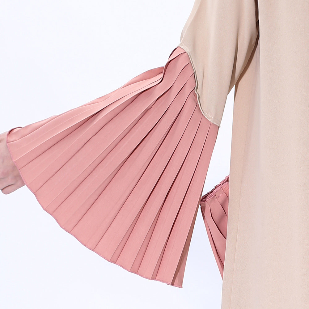 91225#Robe Cardigan pleated Sleeve Lady Long Sleeve Maxi Dress Abaya