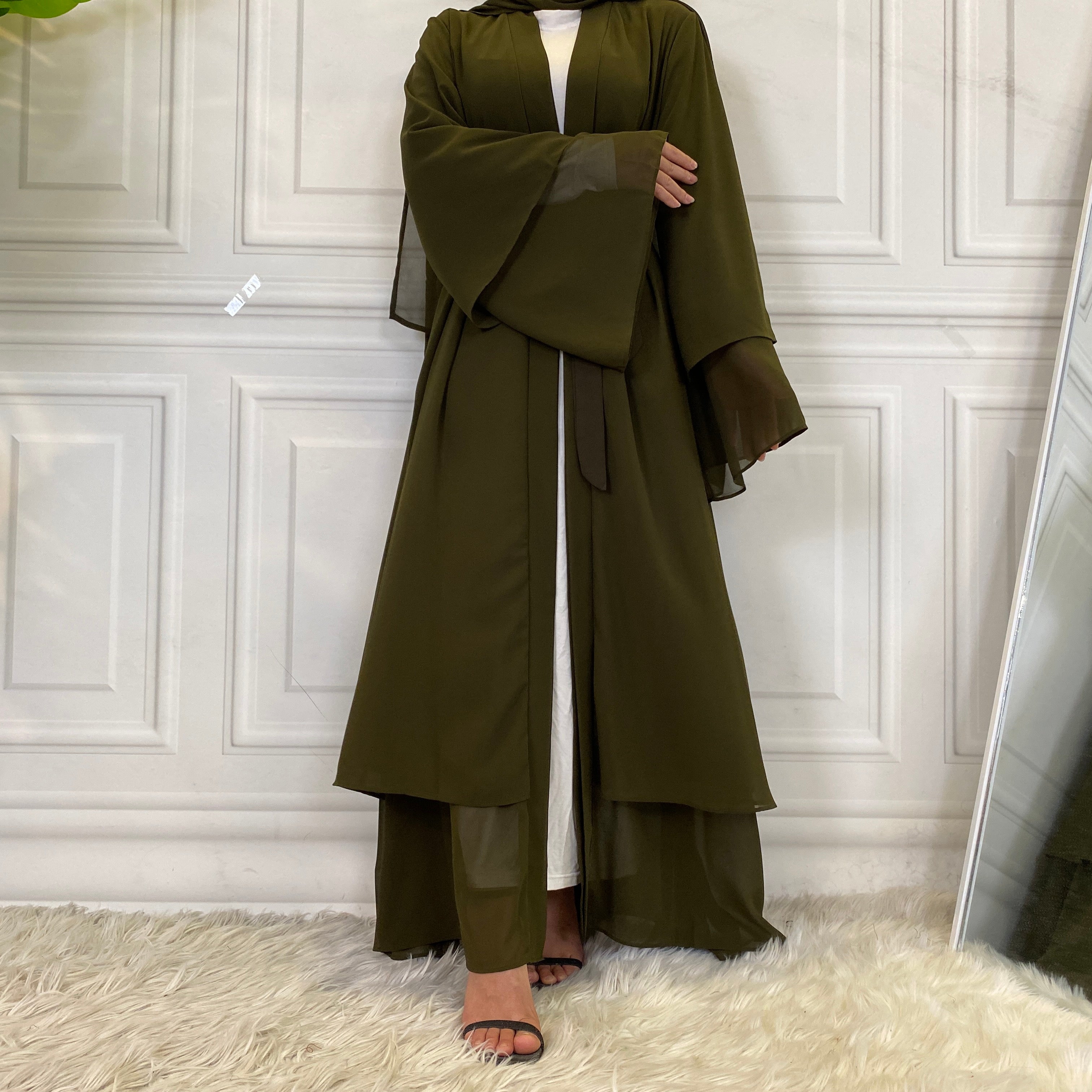 875# Best seller chiffon open abaya solid color cardigan