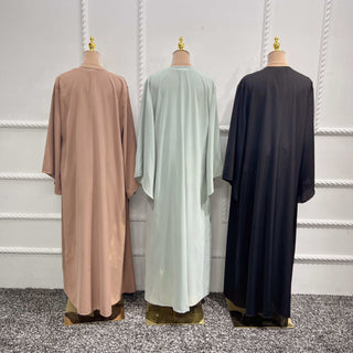 1506#3pcs Set Kimono Muslim Matching Outfit Cardigan Dress Wrap Skirt Set