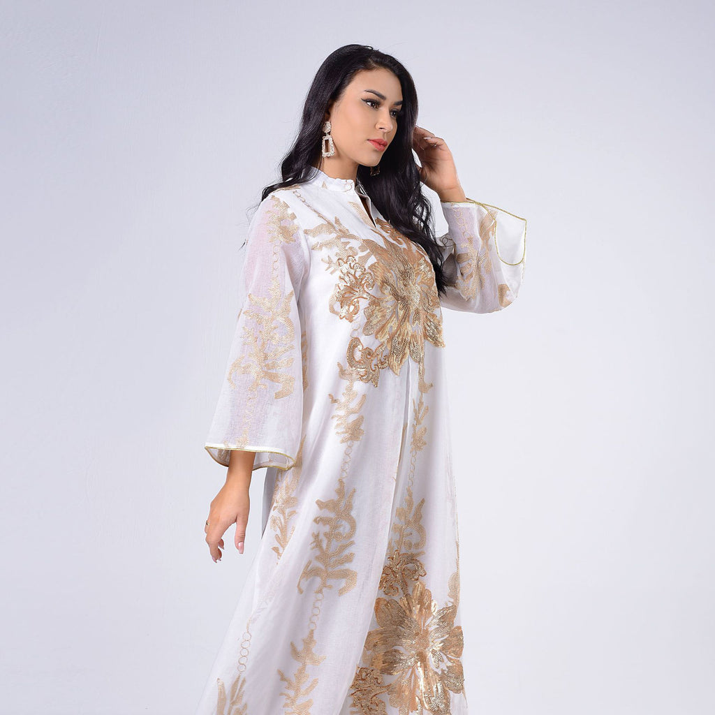 AB056# New burnt flower sequin dress light luxury ladies party dress Muslim abaya women's clothing